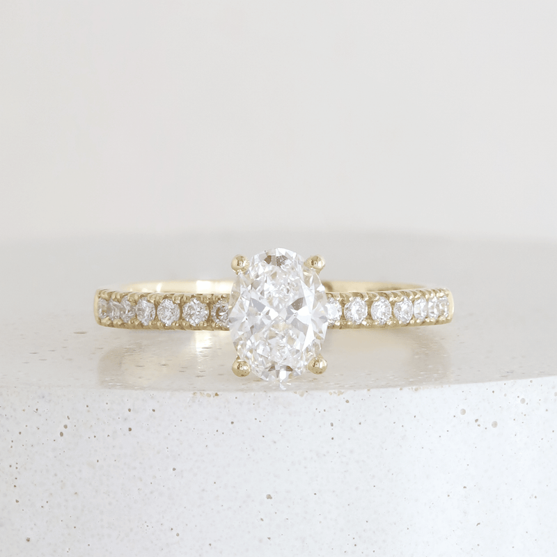 Ethical Jewellery & Engagement Rings Toronto - Pietra Oval Solitaire with Pavé in Yellow Gold - FTJCo Fine Jewellery & Goldsmiths