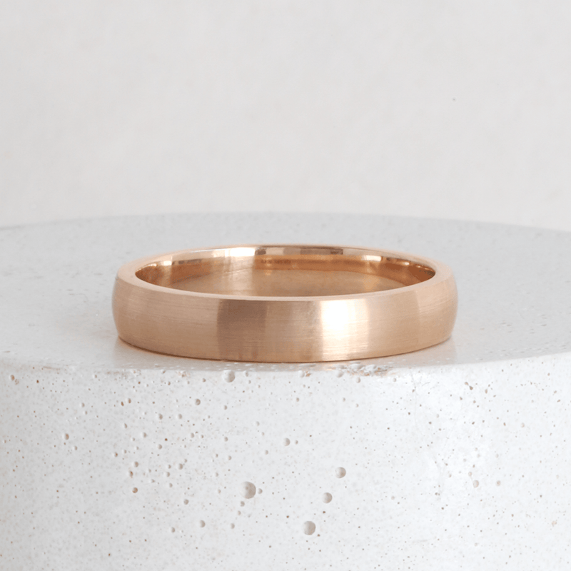 Ethical Jewellery & Engagement Rings Toronto - Satin Finish 4 mm Low Dome Band in Rose - FTJCo Fine Jewellery & Goldsmiths