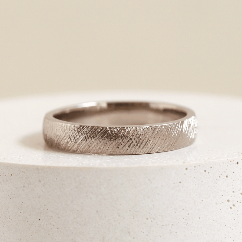 Ethical Jewellery & Engagement Rings Toronto - 4 mm Low Dome Knurling Band in White Gold - FTJCo Fine Jewellery & Goldsmiths