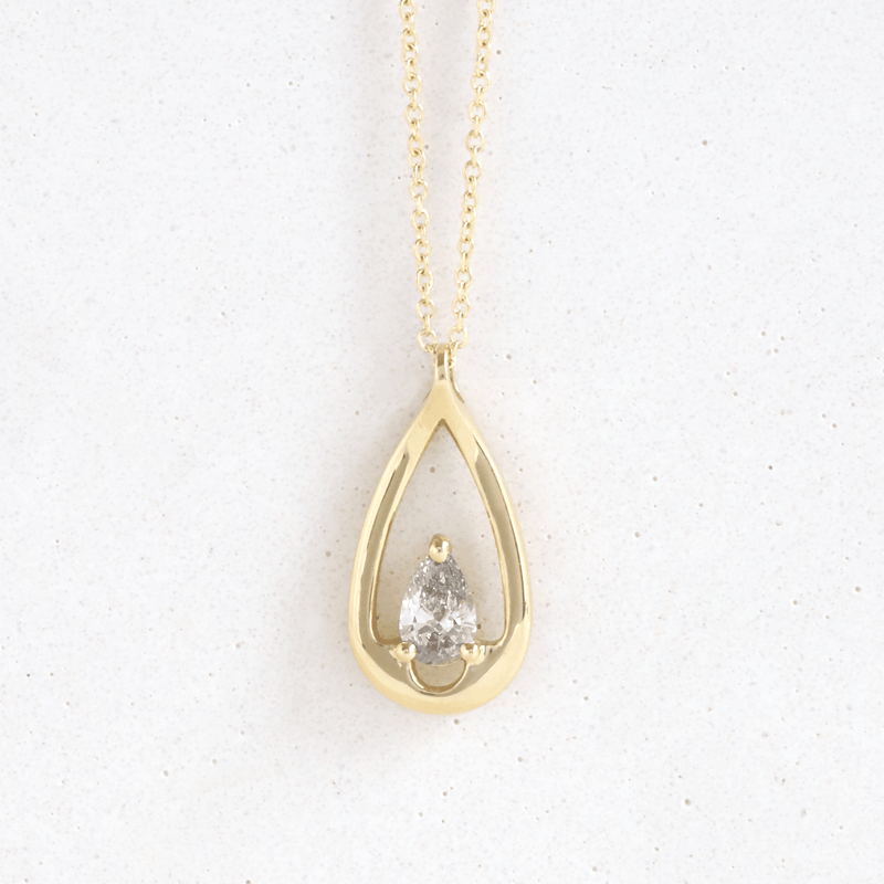 Ethical Jewellery & Engagement Rings Toronto - 0.37 ct Grey Pear Cut Raindrop Pendant in Yellow - FTJCo Fine Jewellery & Goldsmiths