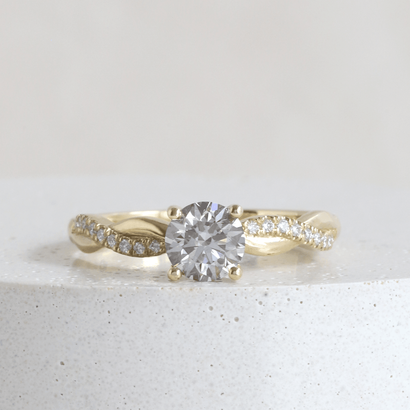 Ethical Custom Ring 0.71 ct Grey Diamond Entwined Engagement Ring in Yellow Toronto Canada FTJCo Fine Jewellers Goldsmiths Toronto Jewelry Store