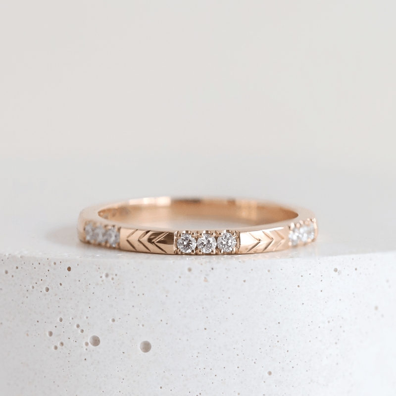 Ethical Jewellery & Engagement Rings Toronto - Chevron Stacker with Laboratory Grown Diamonds in Rose Gold - FTJCo Fine Jewellery & Goldsmiths
