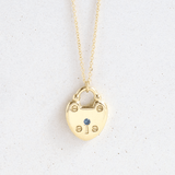 Ethical Jewellery & Engagement Rings Toronto - FTJCo Lock Pendant with Blue Australian Sapphire in Yellow Gold - FTJCo Fine Jewellery & Goldsmiths