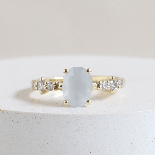 Ethical Jewellery & Engagement Rings Toronto - 1.73 ct Rust Grey Oval Sapphire Stella Engagement Ring in Yellow Gold - FTJCo Fine Jewellery & Goldsmiths