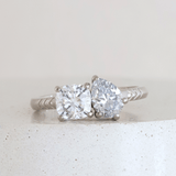 Ethical Jewellery & Engagement Rings Toronto - Moi et Toi Cushion & Pear in White Gold - FTJCo Fine Jewellery & Goldsmiths