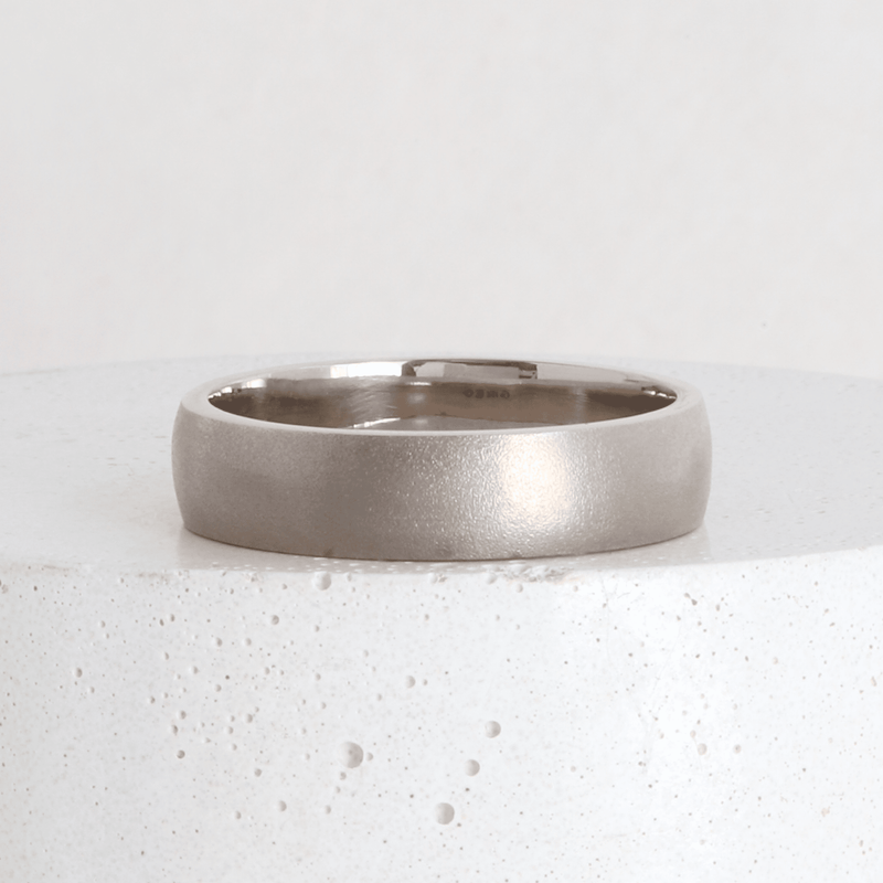 Ethical Jewellery & Engagement Rings Toronto - 5 mm Low Dome Band with Euro Wheel Finish in White - FTJCo Fine Jewellery & Goldsmiths