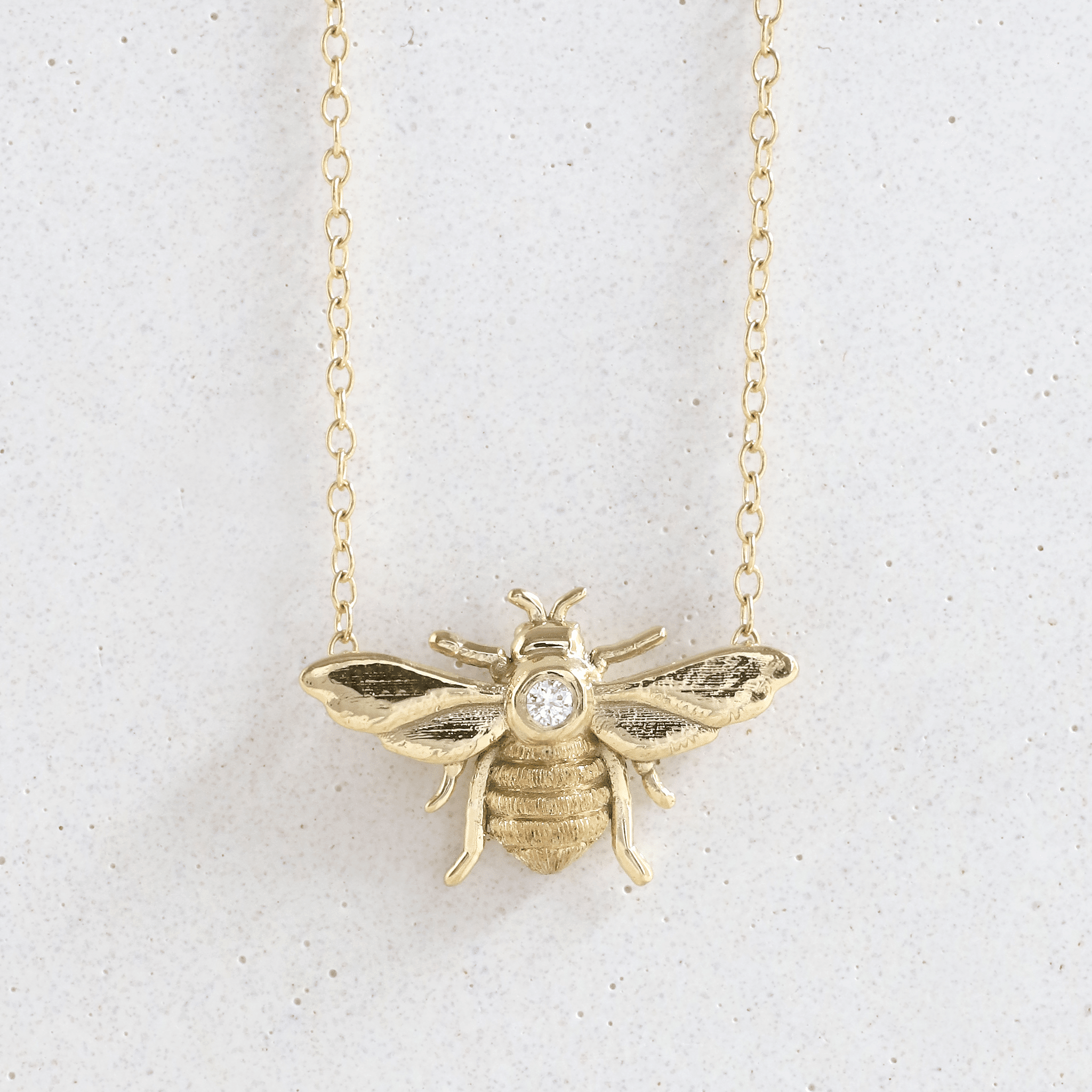 Diamond Bee Addison 2mm Diamond Bee Pendant in Yellow