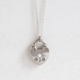 Ethical Jewellery & Engagement Rings Toronto - 2 mm Diamond FTJCo Lock Pendant in White - FTJCo Fine Jewellery & Goldsmiths