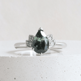 Ethical Jewellery & Engagement Rings Toronto - 1.48 ct Multicolour Australian Sapphire Lotus Pear Cut Ring in Platinum - FTJCo Fine Jewellery & Goldsmiths