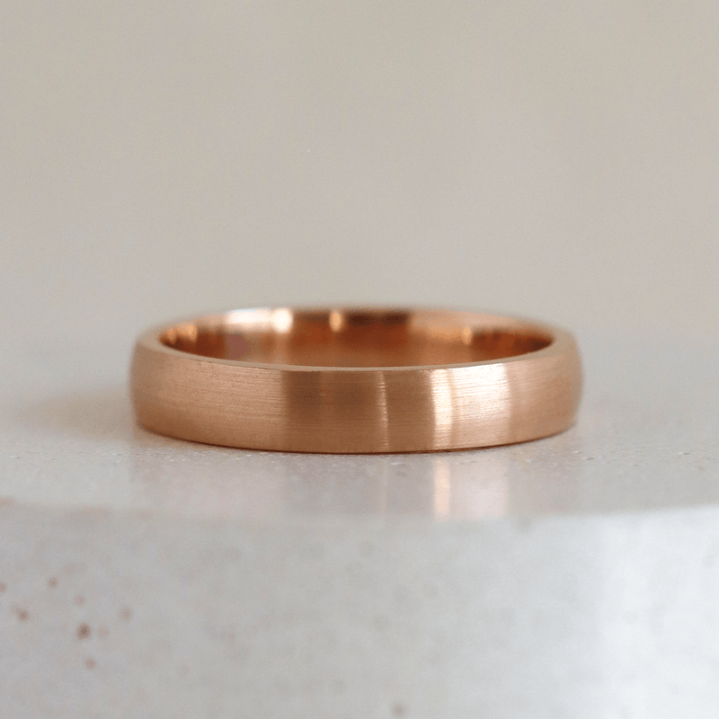 Ethical Jewellery & Engagement Rings Toronto - 4 mm Low Dome Satin Finish Band in Rose Gold - FTJCo Fine Jewellery & Goldsmiths