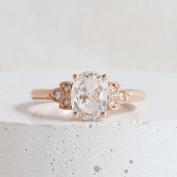 Ethical Jewellery & Engagement Rings Toronto - 1.49 ct Pale Pink Sapphire Frances Oval Cut Ring in Rose - FTJCo Fine Jewellery & Goldsmiths