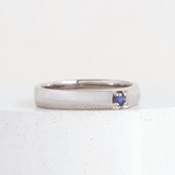 Ethical Jewellery & Engagement Rings Toronto - 0.08 ct Blue Sapphire 4 mm Logan Solitaire in White - FTJCo Fine Jewellery & Goldsmiths