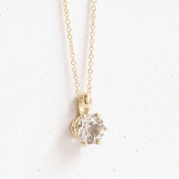 Ethical Jewellery & Engagement Rings Toronto - 1.00 ct Morganite Six Prong Pendant in Yellow Gold - FTJCo Fine Jewellery & Goldsmiths