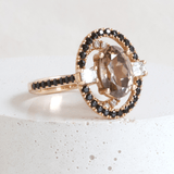 Ethical Jewellery & Engagement Rings Toronto - 4.25 ct Brown Zircon Double Halo Ring in Rose - FTJCo Fine Jewellery & Goldsmiths