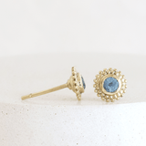 Ethical Jewellery & Engagement Rings Toronto - 0.31 tcw Blue Montana Sapphire Dahlia Studs in Yellow Gold - FTJCo Fine Jewellery & Goldsmiths