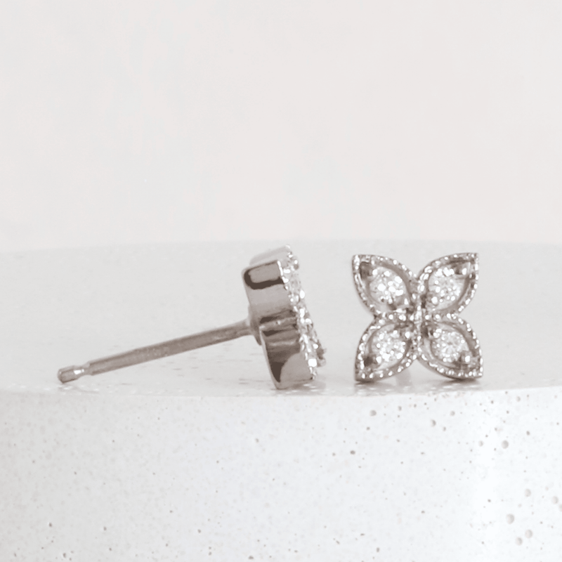 Ethical Jewellery & Engagement Rings Toronto - Diamond Quatra Studs in White - FTJCo Fine Jewellery & Goldsmiths