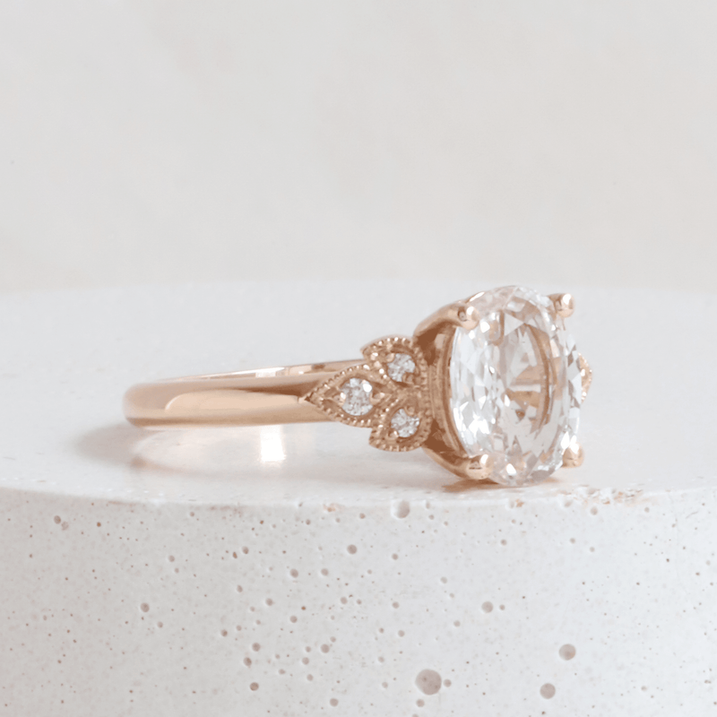 Ethical Jewellery & Engagement Rings Toronto - 1.49 ct Pale Pink Sapphire Frances Oval Cut Ring in Rose - FTJCo Fine Jewellery & Goldsmiths
