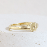 Ethical Jewellery & Engagement Rings Toronto - Petite Signet Ring with Star Engraving in Yellow Gold - FTJCo Fine Jewellery & Goldsmiths