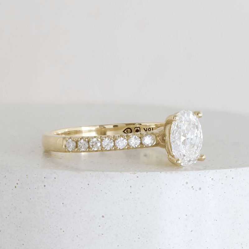 Ethical Jewellery & Engagement Rings Toronto - Pietra Oval Solitaire with Pavé in Yellow Gold - FTJCo Fine Jewellery & Goldsmiths