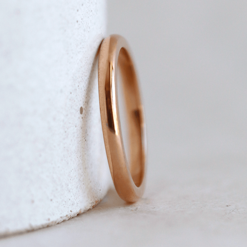 Ethical Jewellery & Engagement Rings Toronto - 2 mm Low Dome Band in Rose Gold - FTJCo Fine Jewellery & Goldsmiths