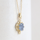 Ethical Jewellery & Engagement Rings Toronto - 1.46 ct Oval Rustic Blue Sapphire Deco Compass Pendant in Yellow Gold - FTJCo Fine Jewellery & Goldsmiths