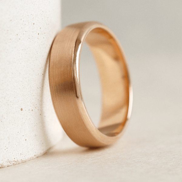 Ethical Jewellery & Engagement Rings Toronto - 6 mm Low Dome Bevelled Band in Rose Gold - FTJCo Fine Jewellery & Goldsmiths