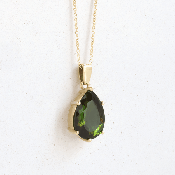 Ethical Jewellery & Engagement Rings Toronto - 5.95 ct Pear Tourmaline Pendant in Yellow Gold - FTJCo Fine Jewellery & Goldsmiths