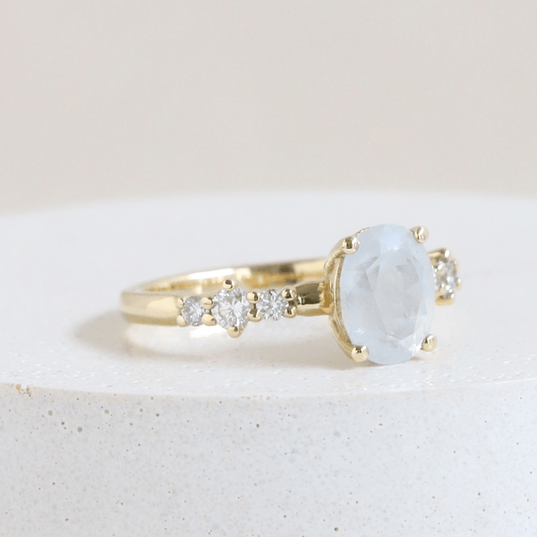 Ethical Jewellery & Engagement Rings Toronto - 1.73 ct Rust Grey Oval Sapphire Stella Engagement Ring in Yellow Gold - FTJCo Fine Jewellery & Goldsmiths