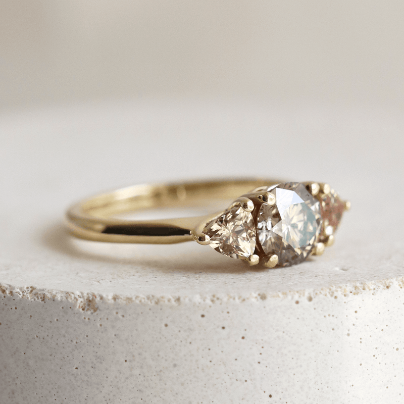 Ethical Jewellery & Engagement Rings Toronto - 0.97 ct Antique Bronze Diamond Emilia with Triangle Accents in Yellow Gold - FTJCo Fine Jewellery & Goldsmiths