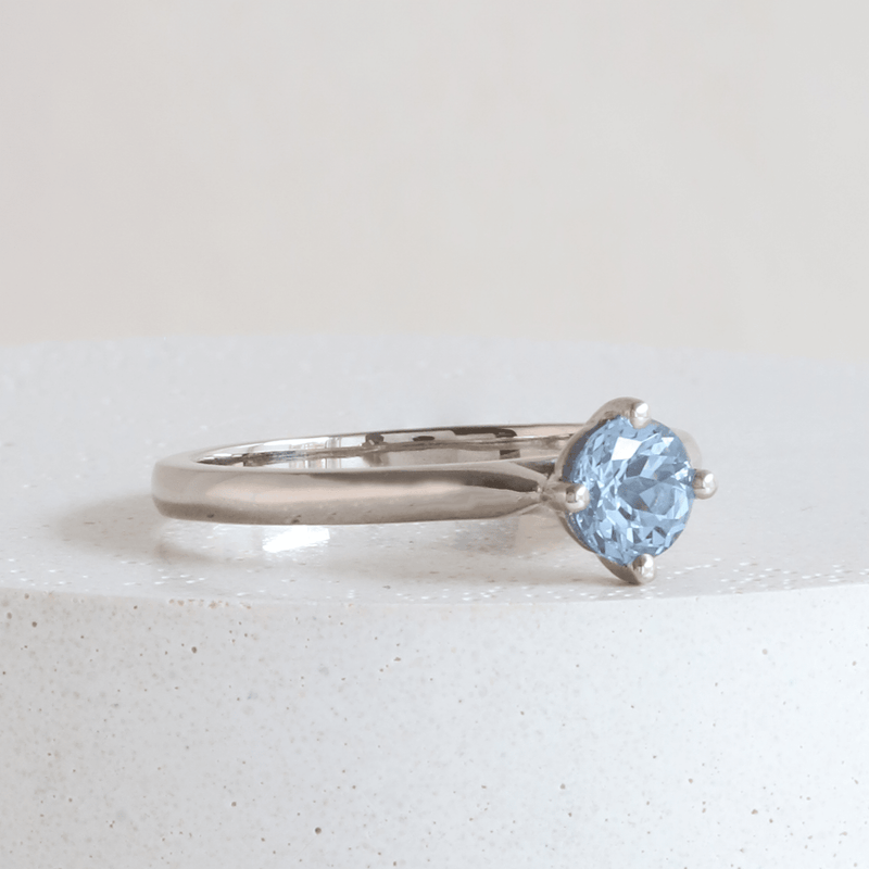 Ethical Jewellery & Engagement Rings Toronto - 0.56 ct Aqua Blue Round More Than A Promise Ring in White Gold - FTJCo Fine Jewellery & Goldsmiths