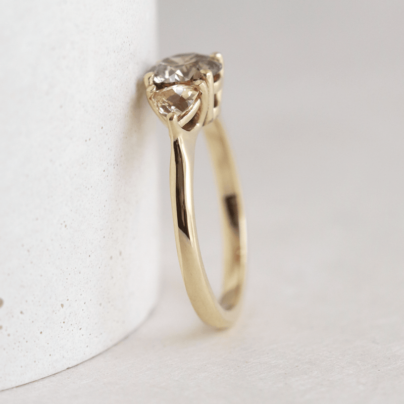 Ethical Jewellery & Engagement Rings Toronto - 0.97 ct Antique Bronze Diamond Emilia with Triangle Accents in Yellow Gold - FTJCo Fine Jewellery & Goldsmiths
