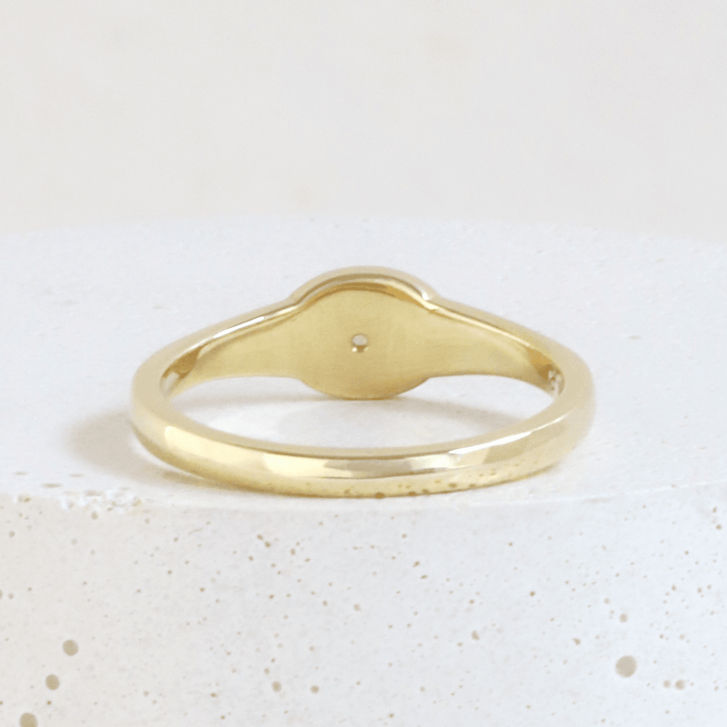 Ethical Jewellery & Engagement Rings Toronto - Petite Signet Ring with Star Engraving in Yellow Gold - FTJCo Fine Jewellery & Goldsmiths