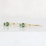 Ethical Jewellery & Engagement Rings Toronto - 2.1 tcw Green Oval Sapphire Frances Drop Earrings in Yellow - FTJCo Fine Jewellery & Goldsmiths