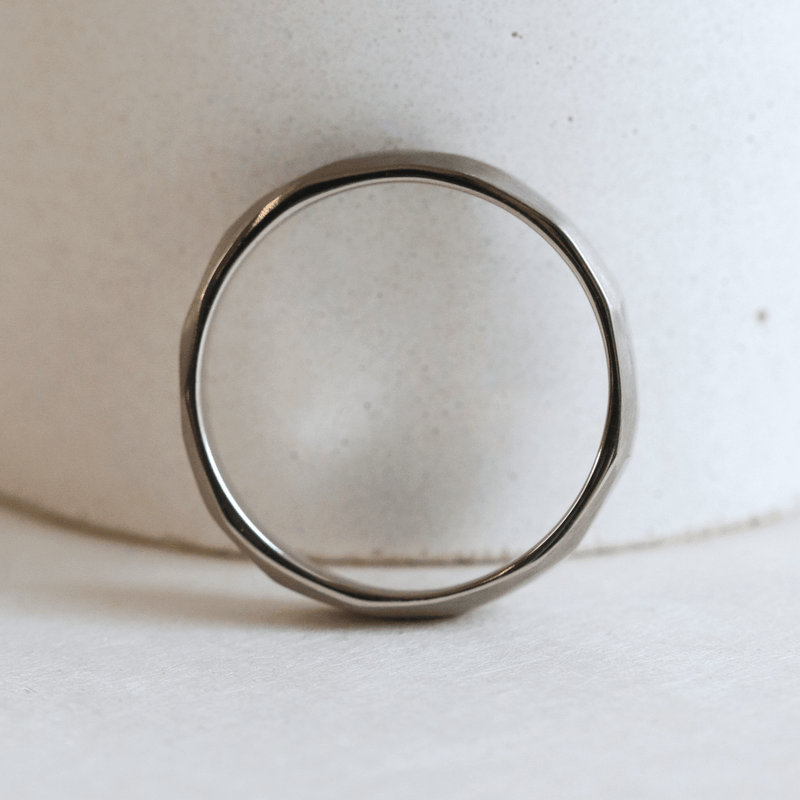 Ethical Jewellery & Engagement Rings Toronto - 5 mm Hand Carved Band in White Gold - FTJCo Fine Jewellery & Goldsmiths