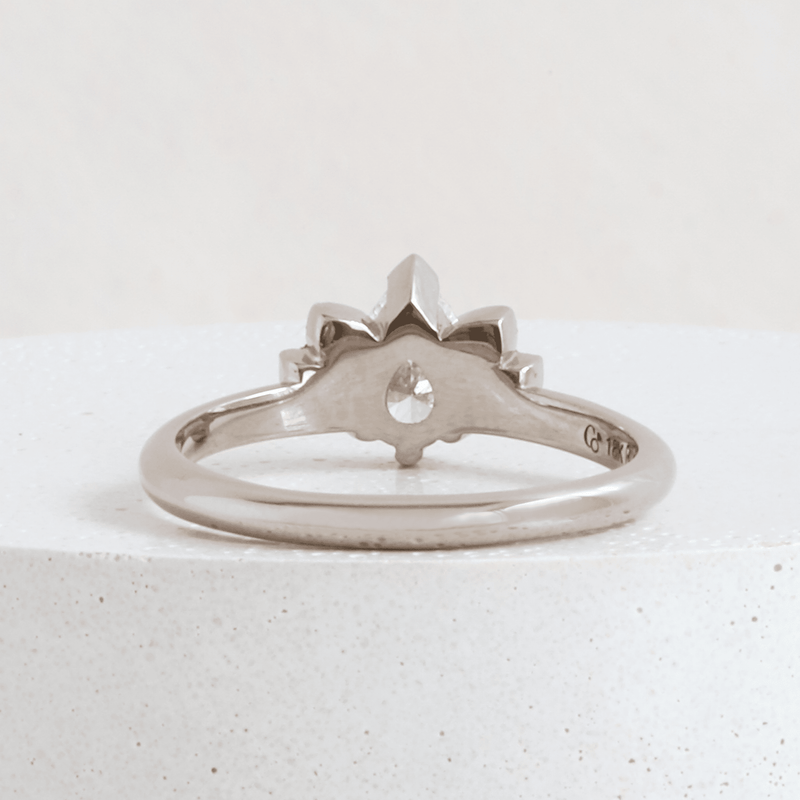 Ethical Jewellery & Engagement Rings Toronto - 0.49 ct Diamond Lotus Pear Cut Ring in White - FTJCo Fine Jewellery & Goldsmiths