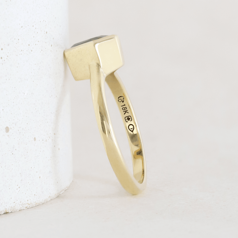 Ethical Jewellery & Engagement Rings Toronto - Coffin Bezel Ring in Yellow Gold - FTJCo Fine Jewellery & Goldsmiths