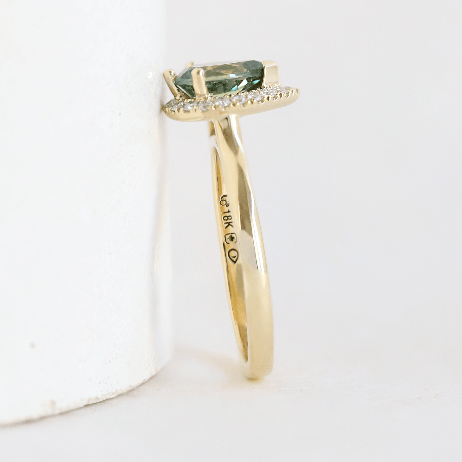 Ethical, Custom Ring-1.25 ct Spring Green Sapphire Love Note