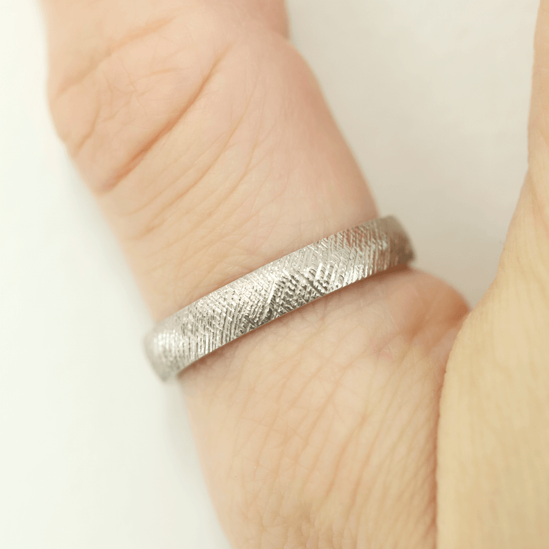 Ethical Jewellery & Engagement Rings Toronto - 4 mm Low Dome Knurling Band in White Gold - FTJCo Fine Jewellery & Goldsmiths