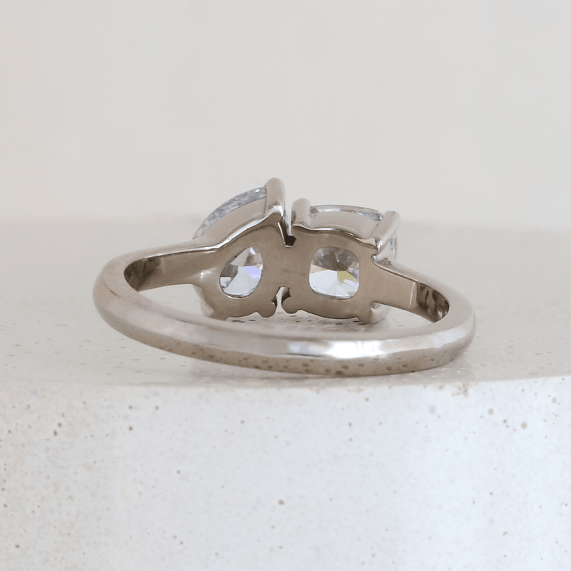 Ethical Jewellery & Engagement Rings Toronto - Moi et Toi Cushion & Pear in White Gold - FTJCo Fine Jewellery & Goldsmiths