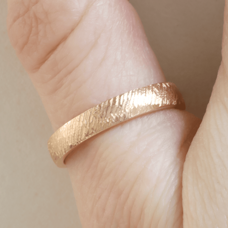Ethical Jewellery & Engagement Rings Toronto - Knurling Tool Pattern on a Domed Band in Rose - FTJCo Fine Jewellery & Goldsmiths