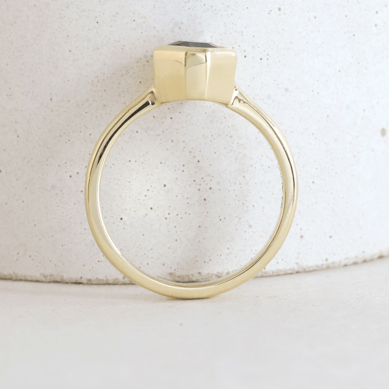 Ethical Jewellery & Engagement Rings Toronto - Coffin Bezel Ring in Yellow Gold - FTJCo Fine Jewellery & Goldsmiths