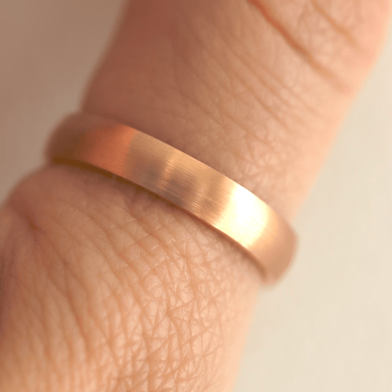 Ethical Jewellery & Engagement Rings Toronto - 4 mm Low Dome Satin Finish Band in Rose Gold - FTJCo Fine Jewellery & Goldsmiths