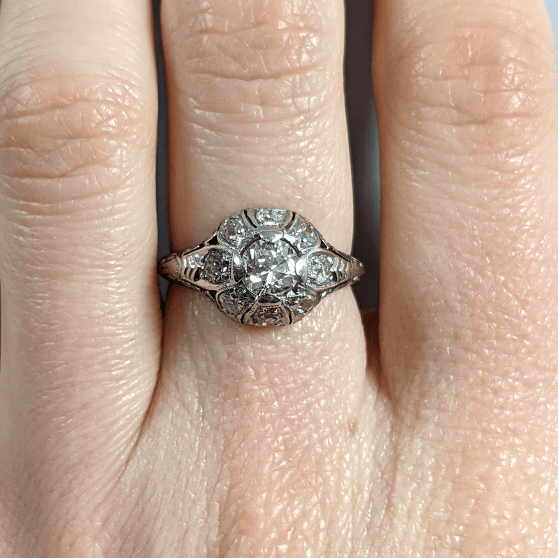 Filigree Ring Setting with Six Prong Head in 14K White Gold – Ron George  Jewelers