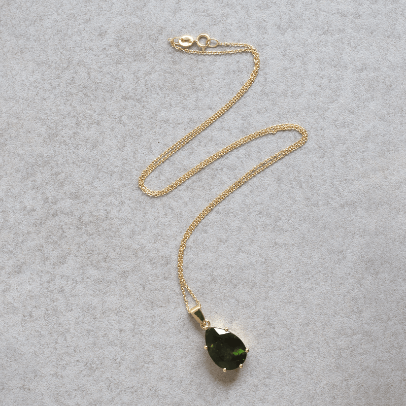 Ethical Jewellery & Engagement Rings Toronto - 5.95 ct Pear Tourmaline Pendant in Yellow Gold - FTJCo Fine Jewellery & Goldsmiths
