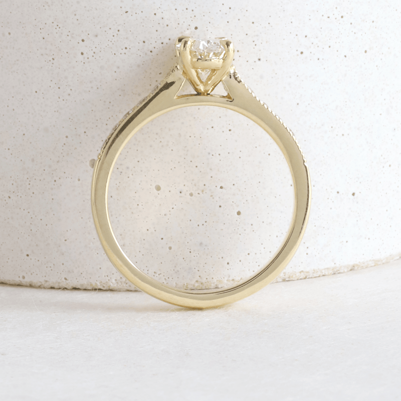 Ethical Jewellery & Engagement Rings Toronto - 0.78 ct K Oval Love Note with Milgrain in Yellow Gold - FTJCo Fine Jewellery & Goldsmiths