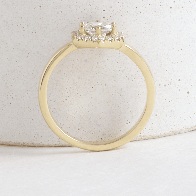 Ethical Jewellery & Engagement Rings Toronto - 0.44 ct Diamond Low Set Oval Hex Halo in Yellow - FTJCo Fine Jewellery & Goldsmiths