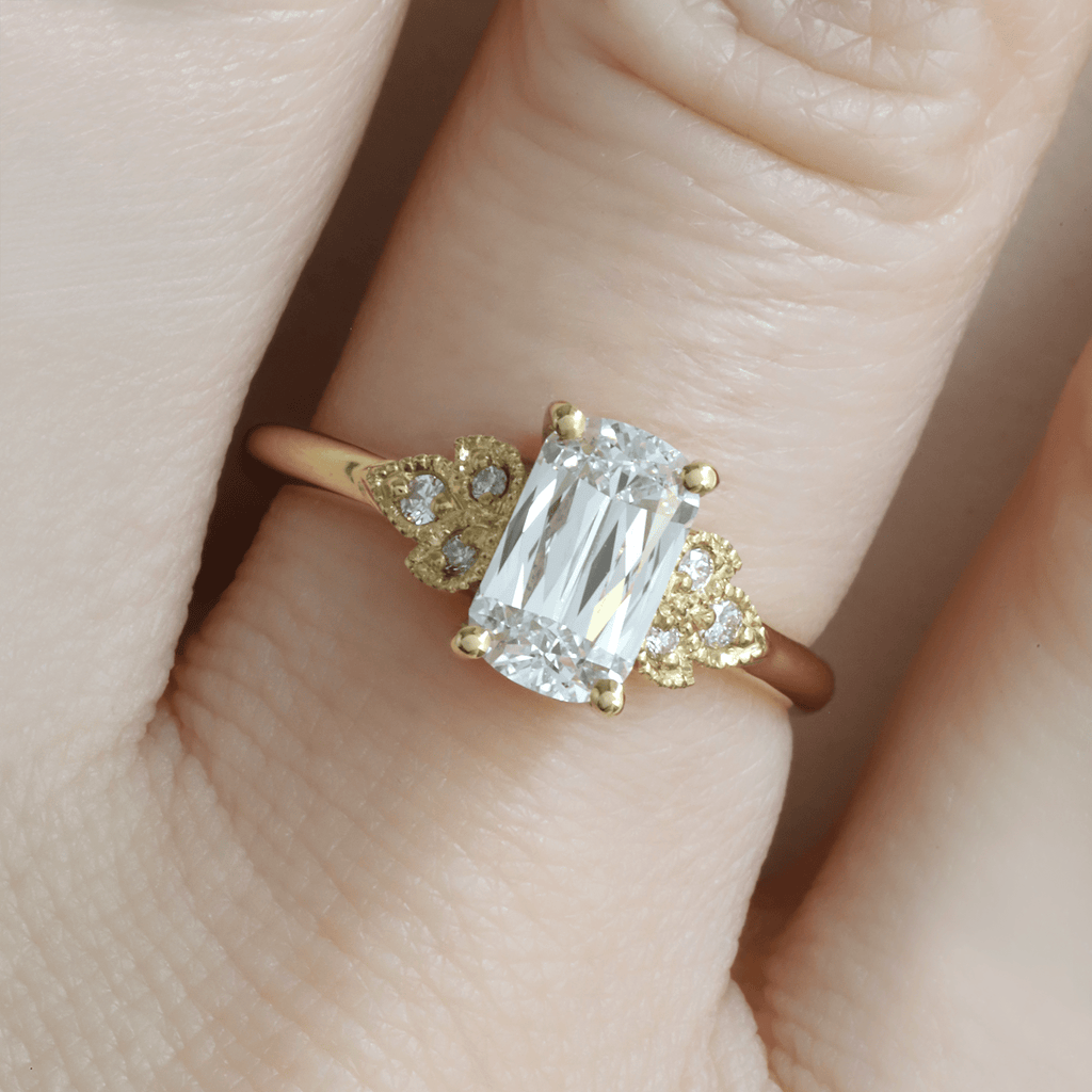 Rectangle engagement deals ring gold