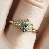Ethical Jewellery & Engagement Rings Toronto - 0.62 ct Seafoam Green Sapphire Lotus Round Stone Ring in Yellow - FTJCo Fine Jewellery & Goldsmiths