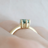 Ethical Jewellery & Engagement Rings Toronto - 1.01 ct Light Teal Pear Avery Solitaire in Yellow Gold - FTJCo Fine Jewellery & Goldsmiths