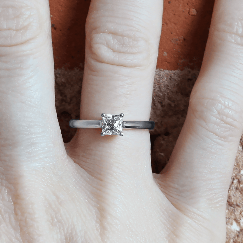 Platinum Ethical Jewellery & Engagement Rings Toronto - Square Avery Solitare - Fairtrade Jewellery Co.